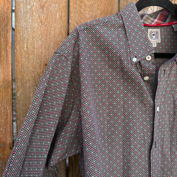 CINCH Men’s Red Black Brown Patterned Long Sleeve Button Down Shirt Size Medium - Picture 5 of 10